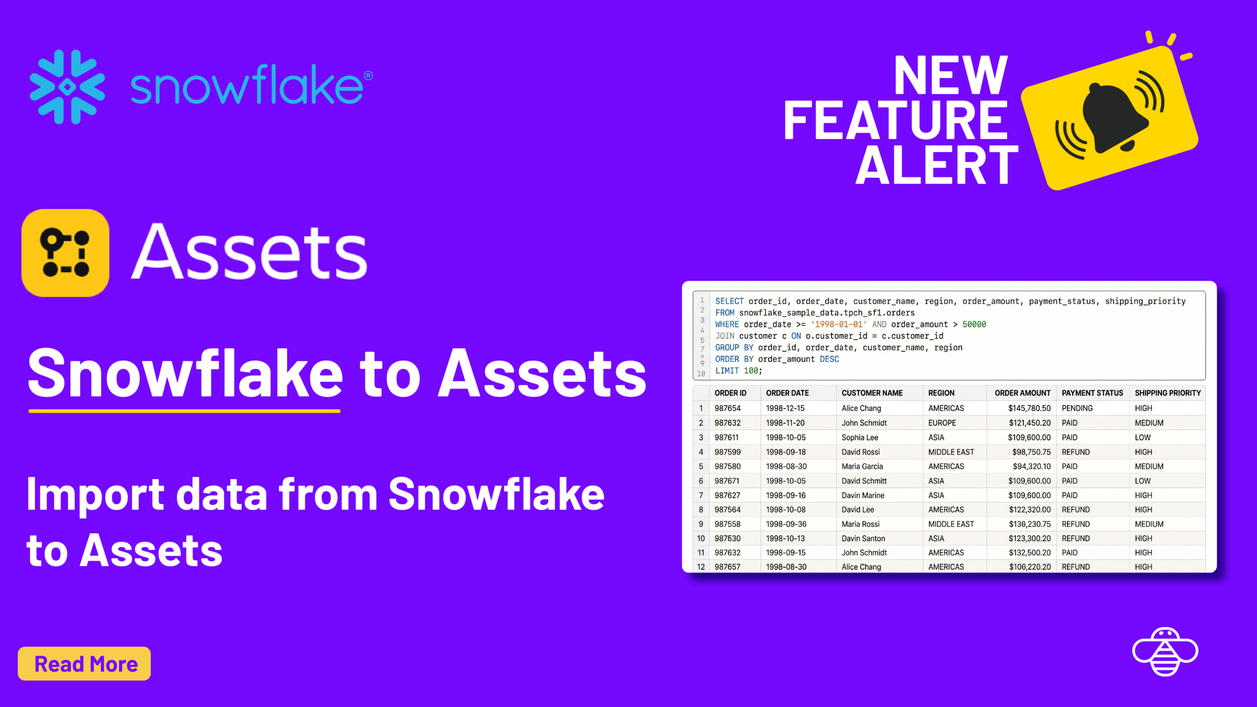 Importing Data from Snowflake into Assets