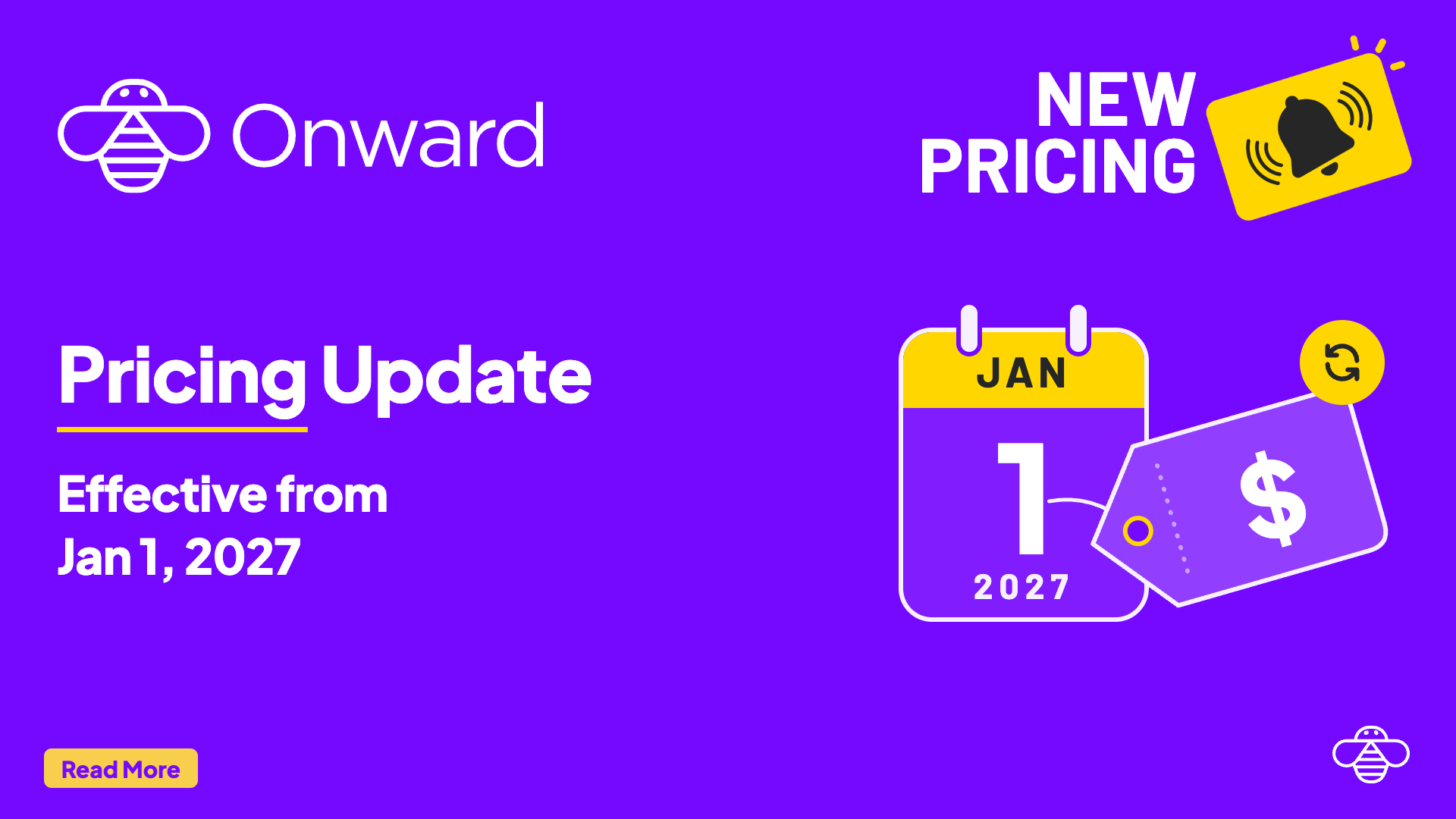 Onward Apps pricing update, effective January 1, 2027